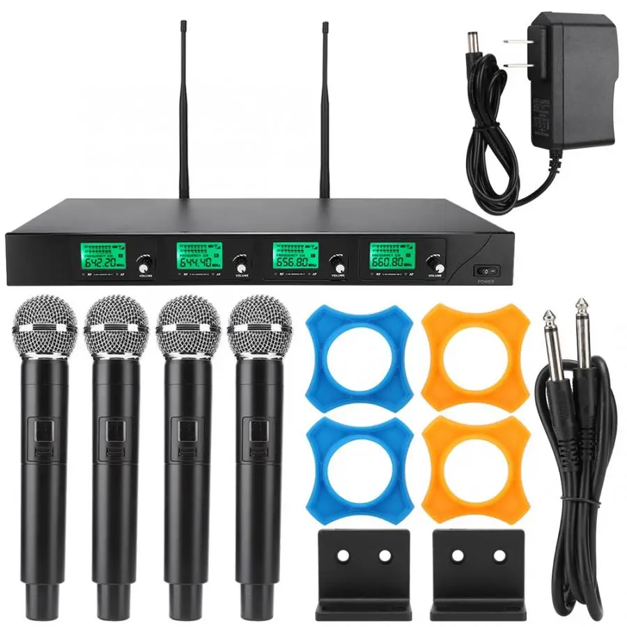 

Professional Conference System Wireless Handheld Microphone 4 Channels MIC UHF Microphone 100-240V Conference Mic