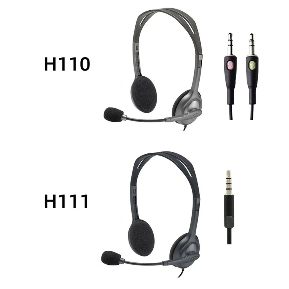H111 Office Stereo Headset With Microphone 3 5mm Wired Noise Cancelling Headphone Mic Gaming Headset