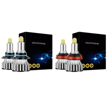 

4Pcs LED Headlight Bulbs, 24 CSP 8 Sides 360 Degree, 120W 18000LM 6500K Fog Light Bulbs Auto Lamps 9006 & H8/H9/H11
