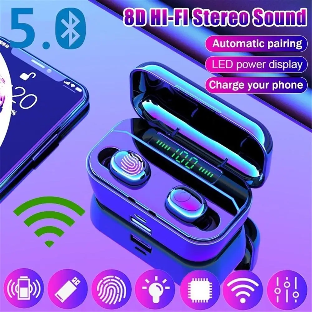 Новые беспроводные наушники Bluetooth светодиодный дисплей сенсорное управление