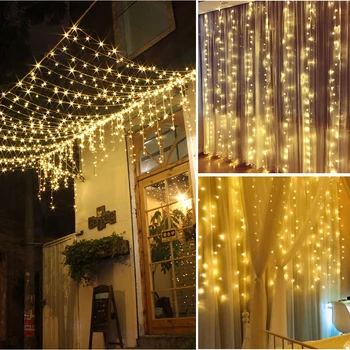 

300 LEDs Fairy String Lights USB Powered Hanging String Lights Home Decor Window Curtain Lights Remote Control Dimmable