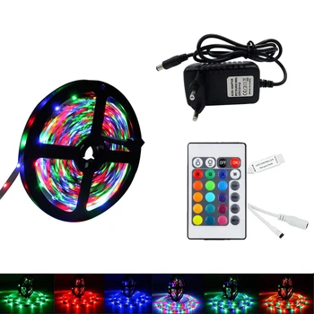 

5m 10m LED Strip light RGB 2835 RGB diode led tape ribbon 2835 Waterproof led tape and remote controller with adapter