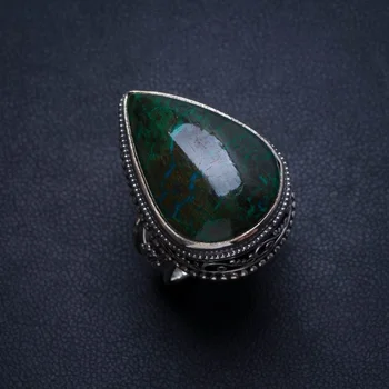 

Natural Chrysocolla Antique Design Handmade Boho 925 Sterling Silver Ring, US size 7 T5509