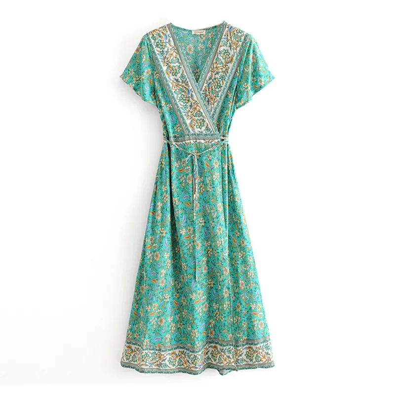 

Summer Long Dress 2020 Print Boho Style Wrap Beach Dress Sexy Side Split Elegant Bodycon Long Party Dress Sundress Vestidos