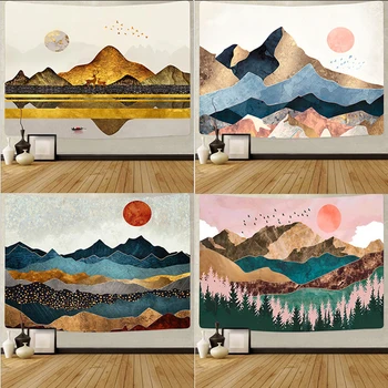 

Scenic Tapestry Wall Hanging Rectangle Polyester Fabric Background Wall Decoration Dobby Style Printed Use for Bedroom Tapet