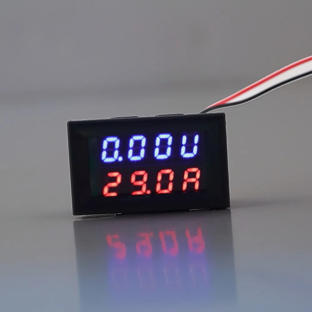 DC4.5-30V напряжения питания цифровой дисплей светодиодный цифровой вольт-усилитель 2 в 1 панель Вольтметр Амперметр 100 в 10 А синий/красный