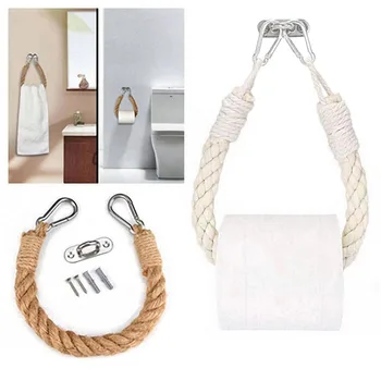 

Roll Paper Holder Vintage Towel Hanging Rope Wall Mount Toilet Paper Holder Home Hotel Bathroom Accessories