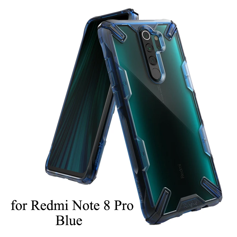 Ringke Fusion X для Xiaomi Redmi Note 8 Pro Чехол прозрачный жесткий PC задняя мягкая TPU рамка чехол - Цвет: Blue