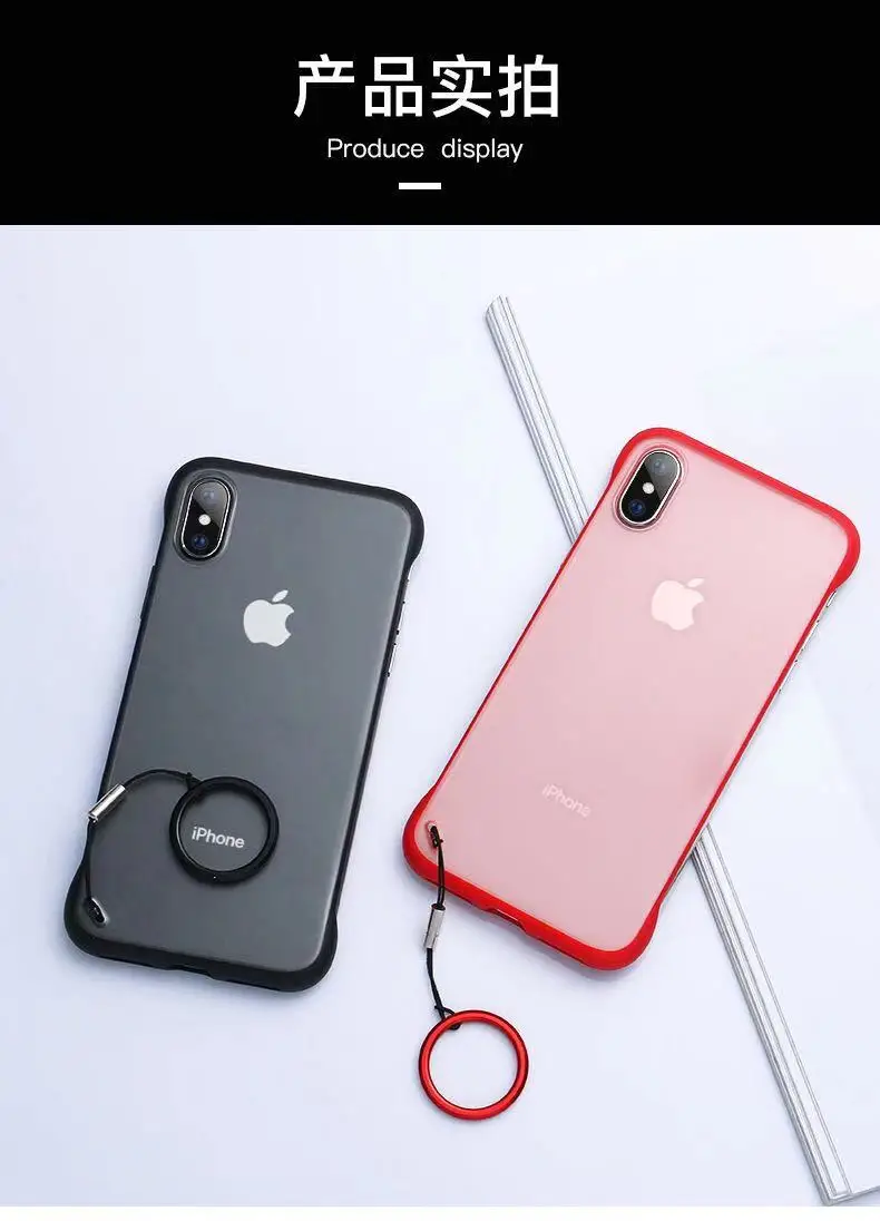 Borderless теплоотвод Жесткий Чехол для ПК iPhone XS Max XR X 7 8 Plus 6 6S матовый защитный чехол с петлей для IPhone 11 Pro Max