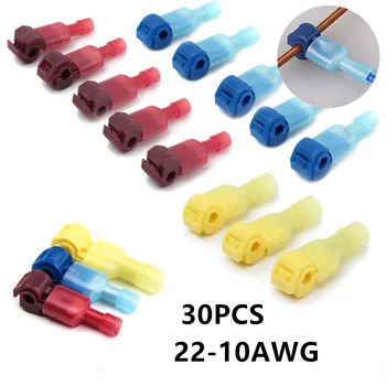 

30Pcs Electrical Wire Cable Connectors Snap Splice Lock Wire Crimp Terminals Quick Splice Connectors 0.5mm-6.0mm