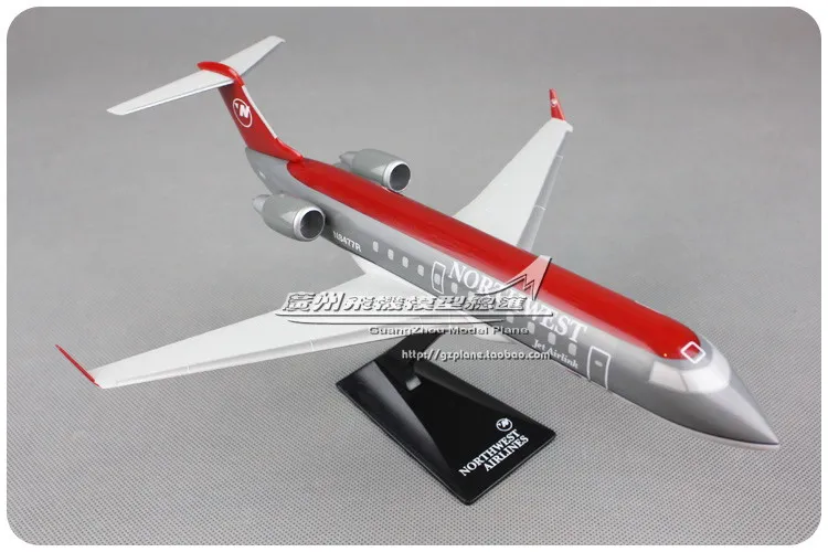 Американский Northwest Airlines NWA Jet Airlink CRJ-200 1: 100 Пластиковые собранные Самолеты Модель 28 см для коллективного самолета