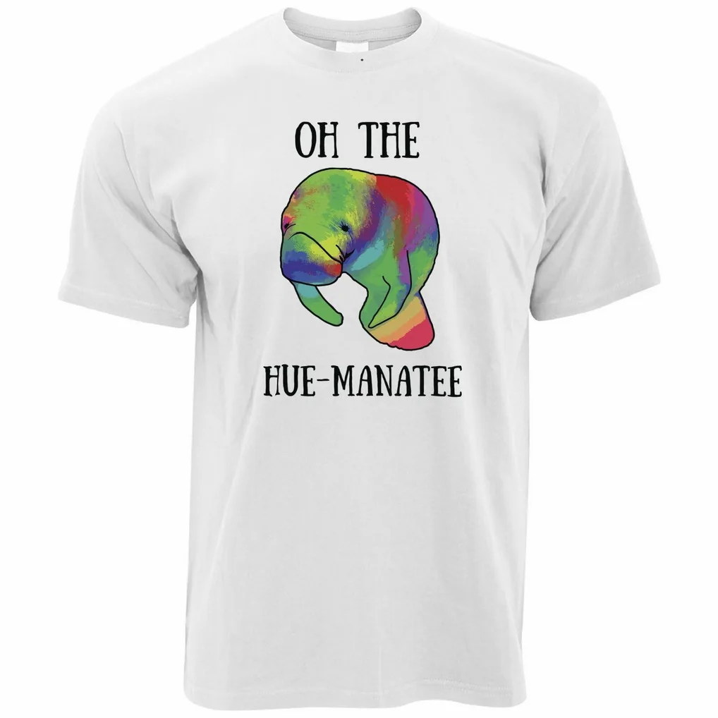 Новинка футболка с игрой слов Oh The Hue-Manatee Humanity Joke Sea Life Pun унисекс свободная |
