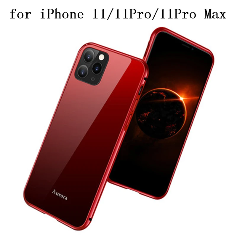 Чехол-накладка для iphone 11 Pro Max из закаленного стекла с алюминиевой рамкой |