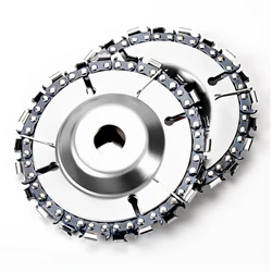 4 inch Wood Carving Disc Cut Chain 22 Tooth Grinder Disc Fine Chainsaw Set w/ 2 Chains for 100/115 Angle Grinder Wooking Tools