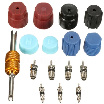 

16pcs Metal Mini Home Durable Valve Core System Car Accessory Seal Caps Auto Refrigeration Schrader Rmover Tool Air Conditioning