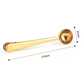 

Two-in-One Stainless Steel Coffee Measuring Scoops With Sealing Bag Clip Tea Scoop Spoon