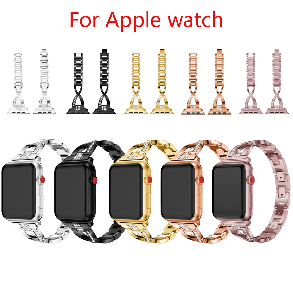 Для Apple Watch ремешок 40 мм 44 мм 38 мм 42 мм Женский Алмазный ремешок для iWatch серии 5 4 3 2 1 iWatch браслет из нержавеющей стали ремешок