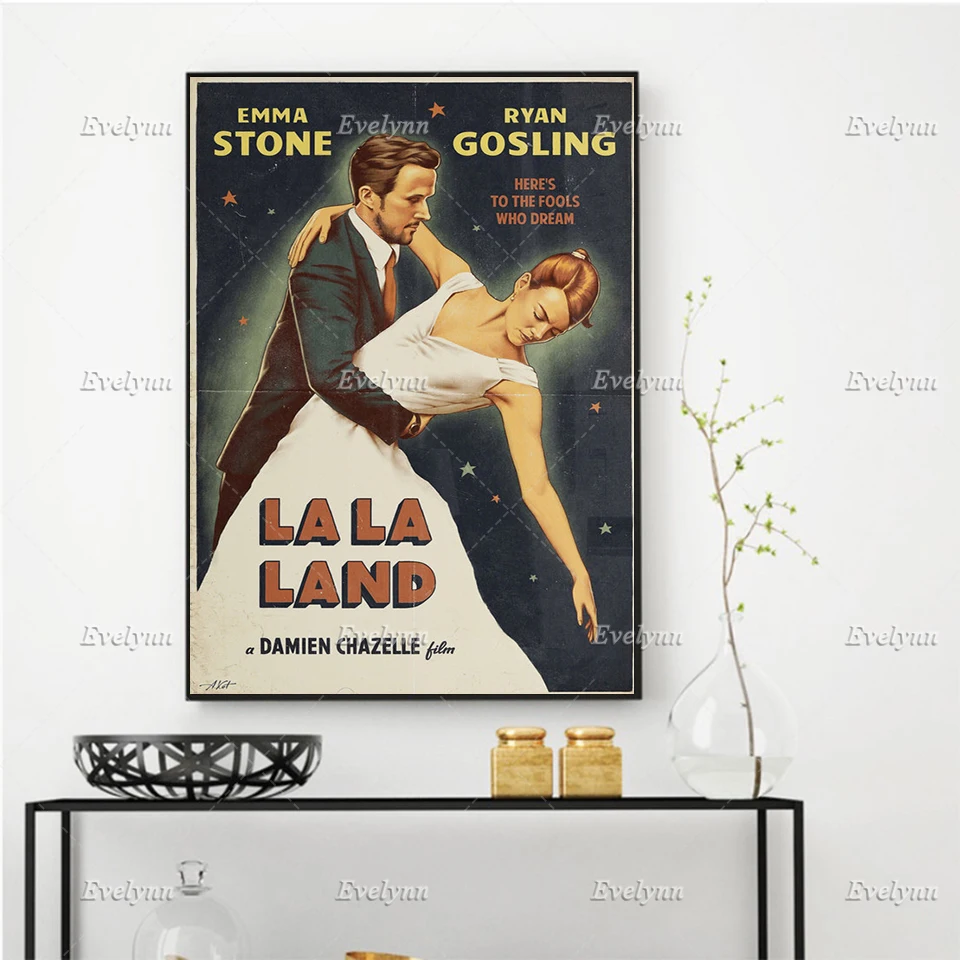Retro Lala Land Movie Poster Art Print Emma Stone Ryan Gosling Dancing Home Decor Prints Wall Canvas | Дом и сад