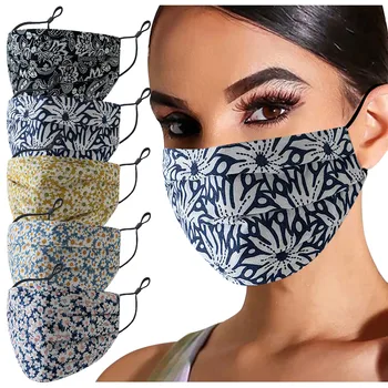 

5PC Adult Washable Print Adjustable Breathable Windproof Protective Mask Mouth Cover Outdoor Mouth Caps Face Shield mondmaskers