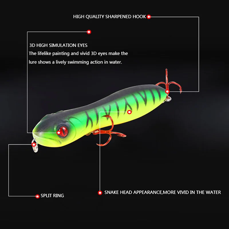 1 шт. головой змеи карандаш приманки для ловли рыбы высота каблука 10 см 15 гр.
