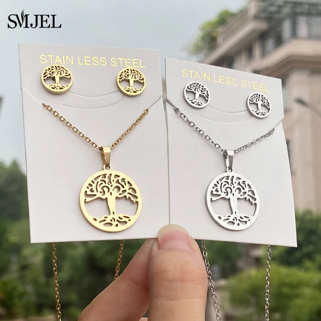 Conjuntos de aretes de collar de acero inoxidable  Conjuntos de joyas de acero  inoxidable-Collar-Aliexpress