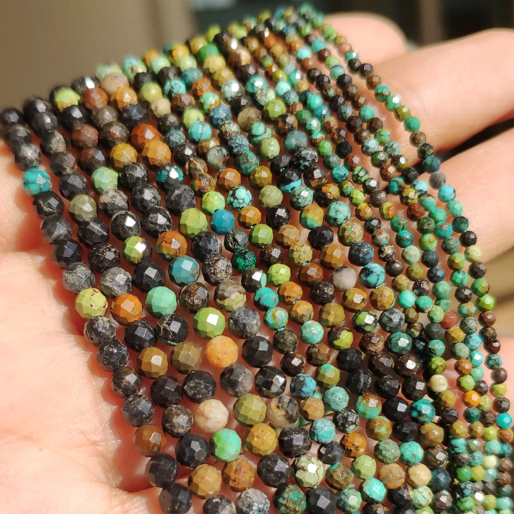 Faceted Blue Natural Sandstone Beads for Jewelry Making - Handmade Waist Beads, Women's Stone Beads Collection