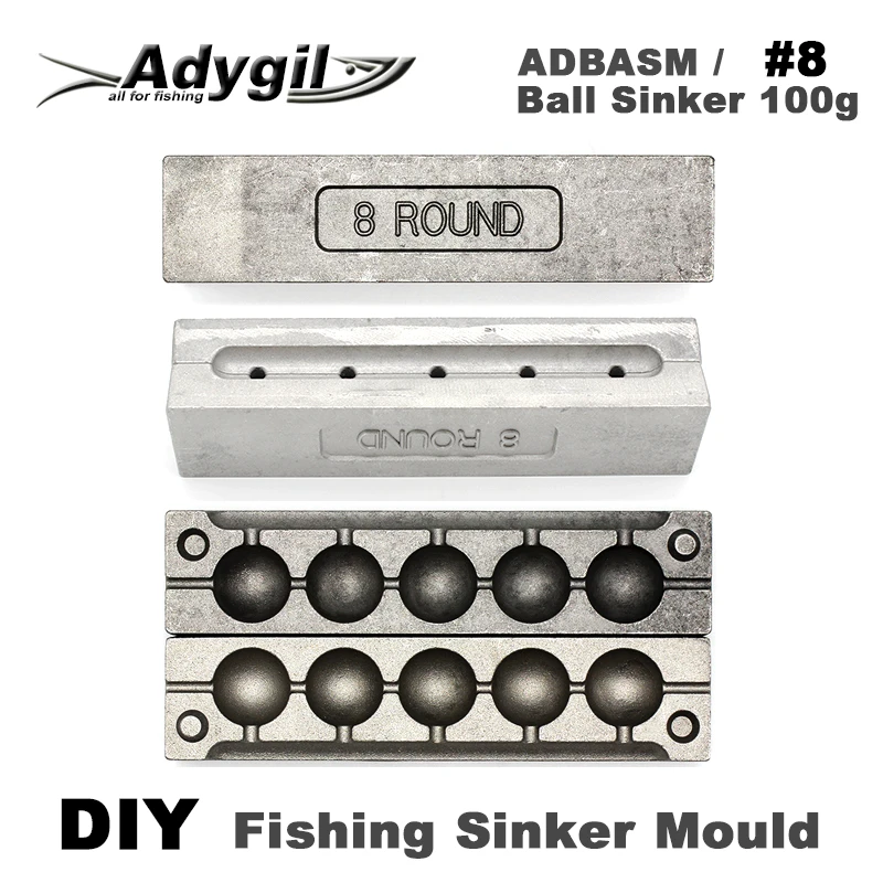 Adygil DIY рыболовный шар грузило прессформы ADBASM/#8 шариковый грузило 100 г 5 полостей