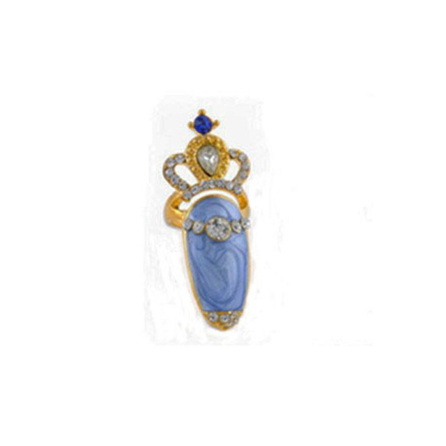 Flower Lady Rhinestone Fingernail Protective Fashion Jewelry Bowknot Crown Nail Ring Crystal Finger Nail Rings For Women