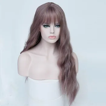 

LVHAN Long Mix Purple Women Wigs with Bangs Heat Resistant Synthetic Curly Wigs for African American Women