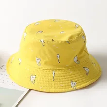 Prowow, повседневные рыбацкие шляпы для женщин, двухсторонняя Панама, желтая Хлопковая женская панама, мультяшная утка, с принтом, шапки, черные
