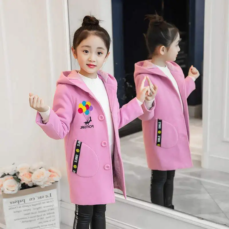 

2019 Kids Girl Overcoat Winter New Fashion Wool Coat for Girls Teens Autumn Jacket Warm Long Outerwear Children Windproof