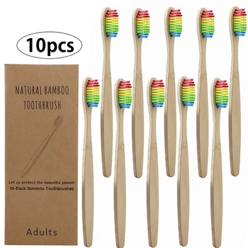 

10pcs Bamboo Tooth Brushes Soft Bristles Oral Care Travel Toothbrush For Adults Oral Care LOGO Custom Tooth