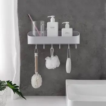 

Kitchen And Bathroom Dual-purpose Multi-functional Towel Rack, Hole Free, Movable, With Hook Shelf Xj