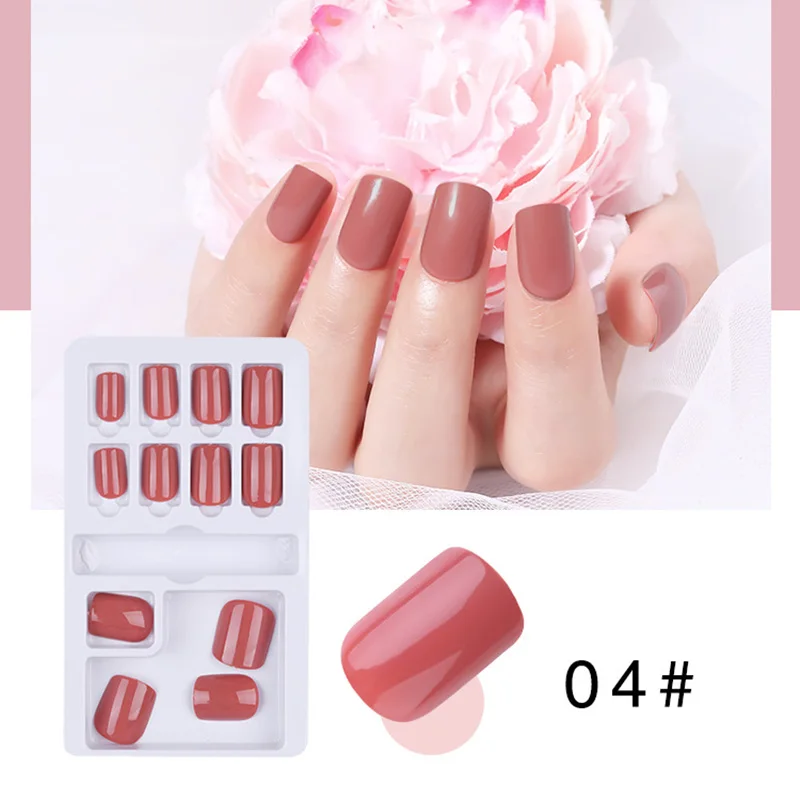 

12-piece Fake Nail Patch Detachable Wearable Solid Color Fake Nail Patch LDO99