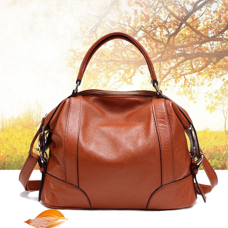 

Echte Koe Lederen Dames Handtassen 2019 Autumn and Winter New European and American Designer Messenger Bags Leather Women's Bag