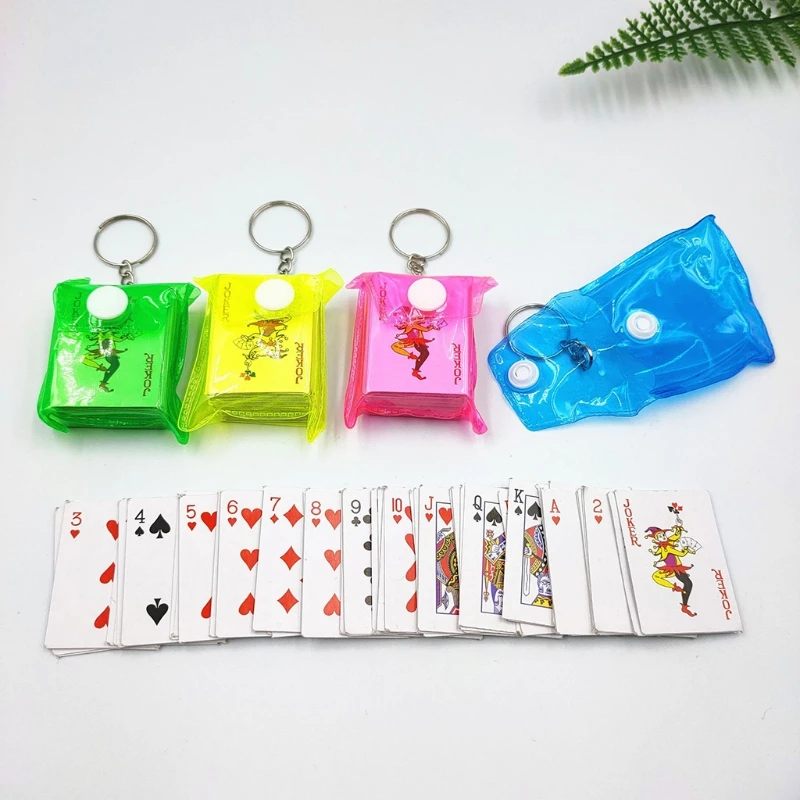 1pc Portable Mini Playing Cards Poker Keychain Small Board Game Key Chain 4&times;3cm,playing cards,plastic playing cards,poker set
