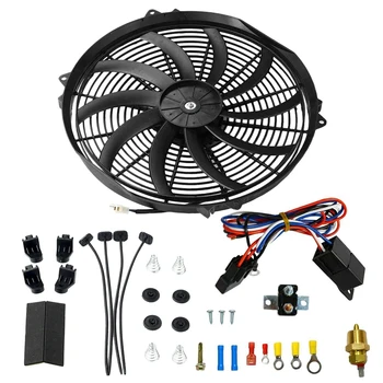 

12V Electric Engine Radiator Cooling Fan & Adjustable Temp Thermostat Controller Kit (16inch Inch)
