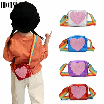 

Monsisy 2020 New Coin Purse Bag For Girl Handbag Children Wallet Kid Shoulder Bag Fashion Laser Heart Bag Baby Mini Coin Bag