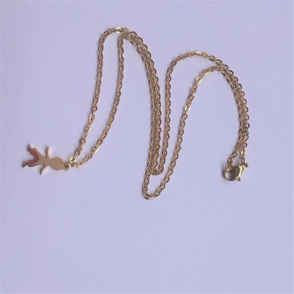

cute girl stainless jewelry necklace best birthday gift beautiful gift medical stainless steel golden color cute girl shape
