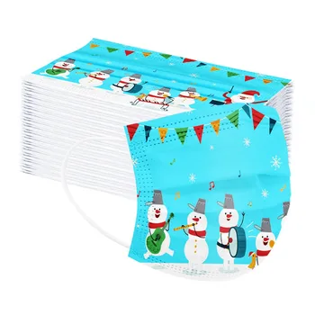 

30PC Fashion Cute Child Mask Christmas Printed Disposable Face Mask 3 Ply Dustproof Breathable Protective Masks Kids Mask Masque