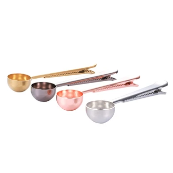 

Multifunction Coffee Spoon Stainless Steel Kitchen Supplies Scoop with Bag Seal Clip Coffee Measuring Spoon