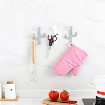 

1 Pcs Home Decoration Seamless Adhesive Hook Clothes Hook Cactus Shaped Hooks Key Towel Rack Kitchen Bathroom Storage Rack