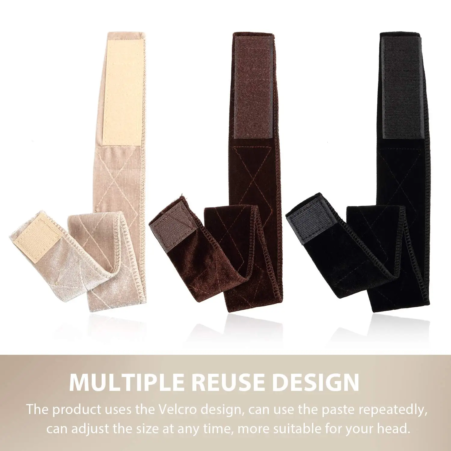10pcs Wig Grip Velvet With Adjustable Velcro Flexible