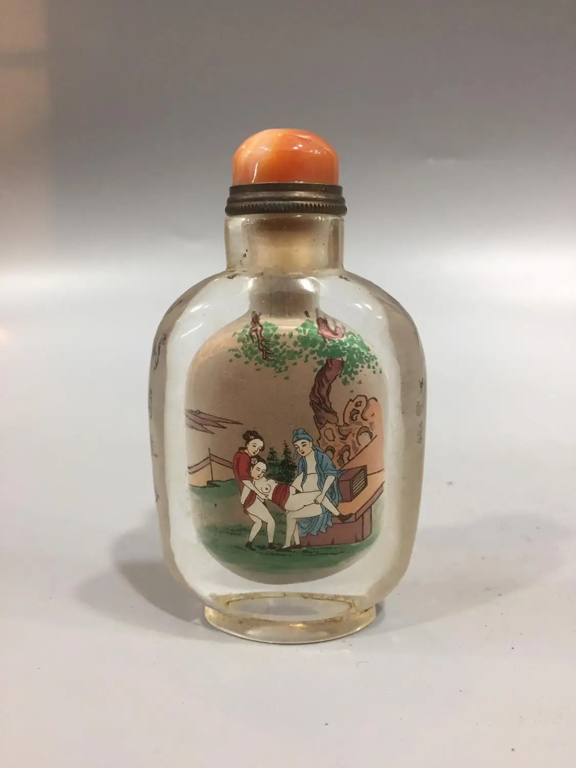 

China Old Beijing used old snuff bottle Glass built-in snuff bottle Spring Palace painting