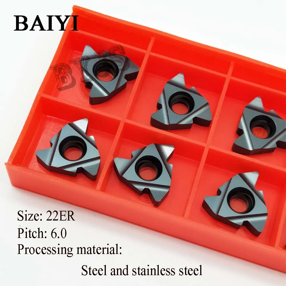 

10pcs carbide threading insert 22ER 6.0 ISO BMA lathe thread tool Internal Processing stainless steel and steel 22 ER 6.0ISO