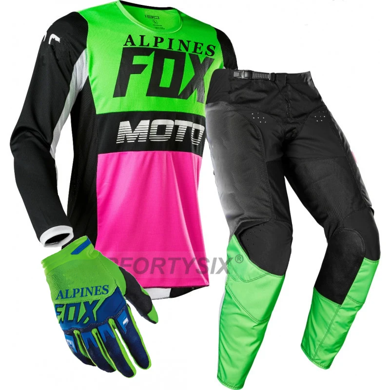 FYCE Green NAUGHTY FOX брюки и Джерси мотоциклетные комбо BMX MTB мотокросса костюм для езды на горном велосипеде защитные наборы для велоспорта - Цвет: FYCE Green