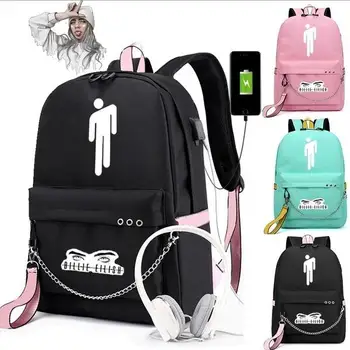 

Billie Eilish Student Backpack Teenagers USB Charging Anti-thief School Bags New Style Boys Girls Cool Back To School Bags
