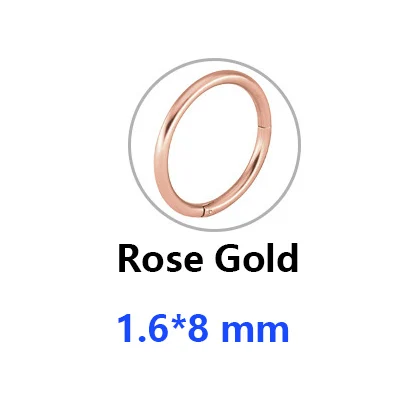 rose gold-1.6 8 Маленькие Средние размеры, титановые стальные маленькие серьги-кольца для женщин и мужчин, круглые серьги в виде тонкого кольца, кольцевые серьги для ушей, ювелирные изделия - Окраска металла: rose gold-1.6 8