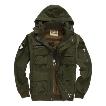 

Brand Designer Mens Air Force Jacket Army Military Hooded Tactical Jacket and Coat Detachable Sleeves