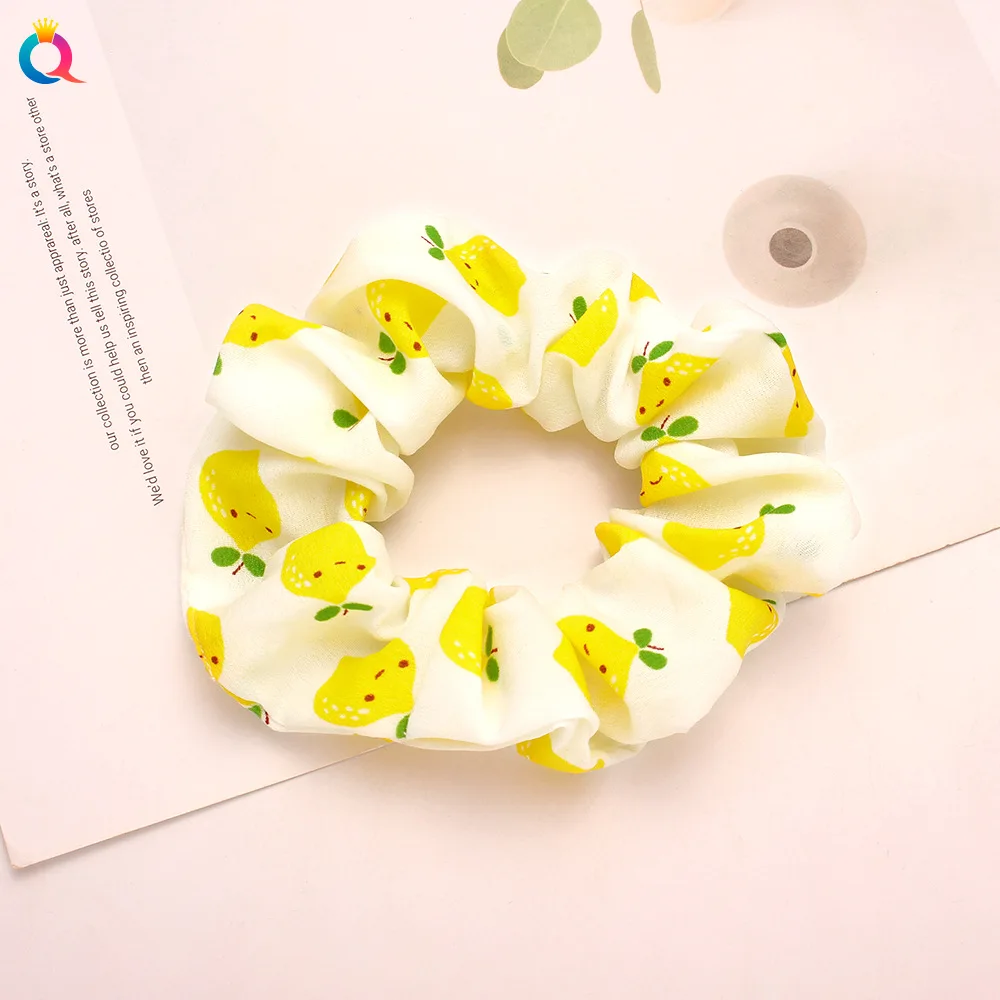 Cute Korean Spring Summer Scrunchie Lemon Kiwit Cherry Avocado Elastic Hair Bands Hair Tie Ponytail Holder Girl Hair Accessories ladies headband Hair Accessories